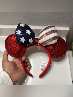 American Flag Sequin Minnie Ears Headband